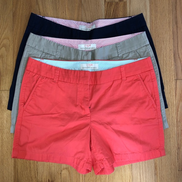 J. Crew Pants - J Crew - 3 pr of chino shorts - orange, navy, tan
